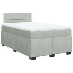 Vidaxl Box spring postelja z vzmetnico svetlo siva 120x200 cm žamet