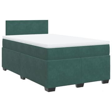 Vidaxl Box spring postelja z vzmetnico temno zelena 120x200 cm žamet