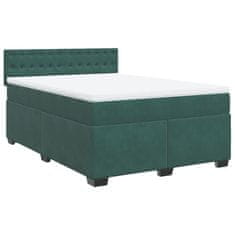 Vidaxl Box spring postelja z vzmetnico temno zelena 160x200 cm žamet