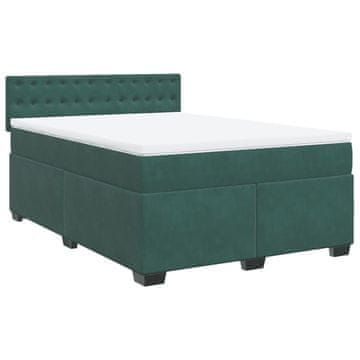Vidaxl Box spring postelja z vzmetnico temno zelena 160x200 cm žamet