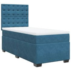 Vidaxl Box spring postelja z vzmetnico modra 90x190 cm žamet