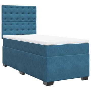 Vidaxl Box spring postelja z vzmetnico modra 100x200 cm žamet