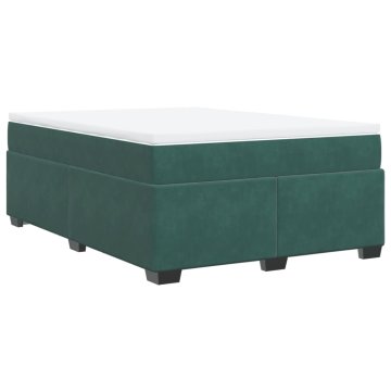 Vidaxl Box spring postelja z vzmetnico temno zelena 160x200 cm žamet