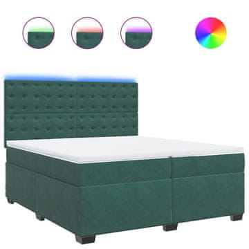 Vidaxl Box spring postelja z vzmetnico temno zelena 200x200 cm žamet
