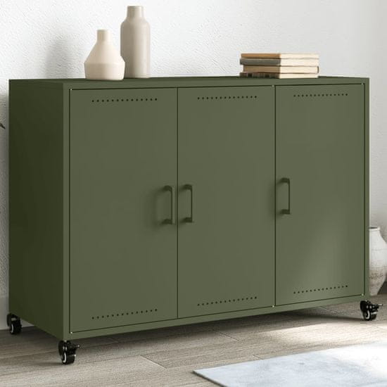 shumee Komoda olivno zelena 100.5x39x72 cm hladno valjano jeklo