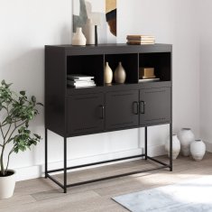 Vidaxl Komoda črna 100,5x39x107 cm jeklo