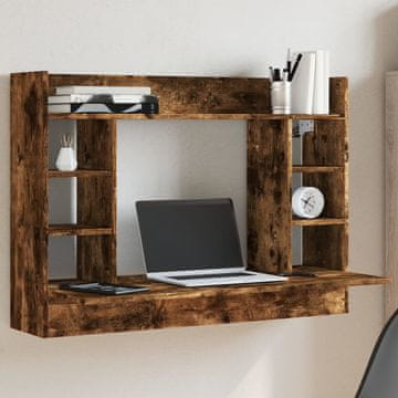 Vidaxl vidaXL Stenska pisalna miza dimljen hrast 105x48x75 cm