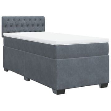 Vidaxl Box spring postelja z vzmetnico temno siva 100x200 cm žamet
