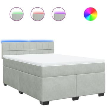 Vidaxl Box spring postelja z vzmetnico svetlo siv 140x190 cm žamet