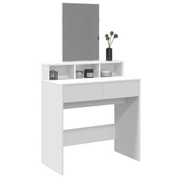 Vidaxl vidaXL Toaletna mizica z ogledalom, bela, 80x41x144,5 cm
