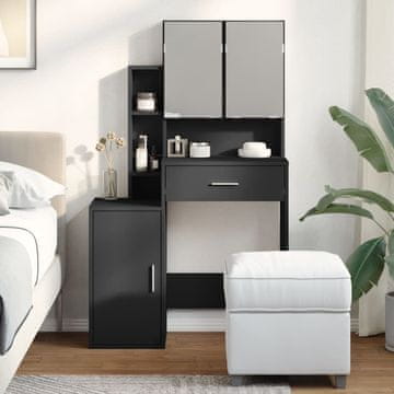 Vidaxl vidaXL Toaletna mizica z omarico, črna, 80x35x132 cm