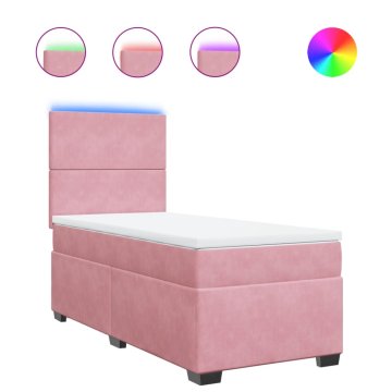 Vidaxl Box spring postelja z vzmetnico roza 100x200 cm žamet
