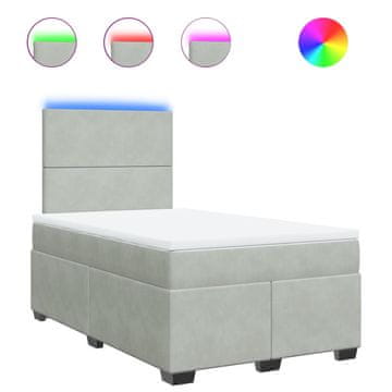 Vidaxl Box spring postelja z vzmetnico svetlo siva 120x190 cm žamet