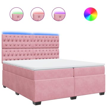 Vidaxl Box spring postelja z vzmetnico roza 200x200 cm žamet