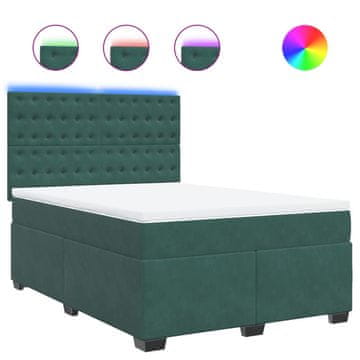 Vidaxl Box spring postelja z vzmetnico temno zelena 140x200 cm žamet