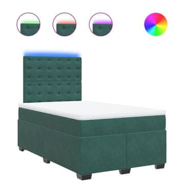 Vidaxl Box spring postelja z vzmetnico temno zelen 120x190 cm žamet