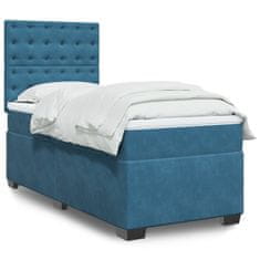 Vidaxl Box spring postelja z vzmetnico modra 90x190 cm žamet