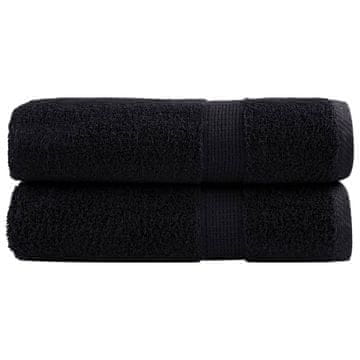 shumee Premium brisače 2 kosa črna 70x140 cm 600 g/m2 100 % bombaž