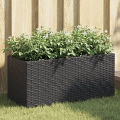 Vidaxl Vrtna korita z 2 loncema 2 kosa črna 72x30x32 cm poli ratan