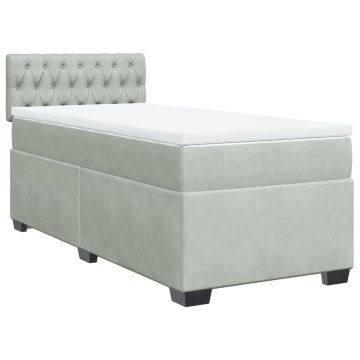 Vidaxl Box spring postelja z vzmetnico svetlo siva 100x200 cm žamet
