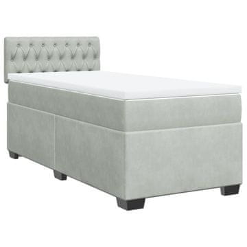 Vidaxl Box spring postelja z vzmetnico svetlo siv 90x190 cm žamet