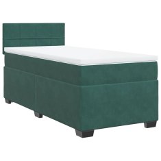 Vidaxl Box spring postelja z vzmetnico temno zelena 90x200 cm žamet