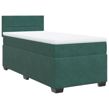 Vidaxl Box spring postelja z vzmetnico temno zelena 90x200 cm žamet
