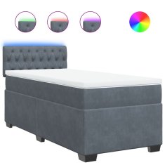 Vidaxl Box spring postelja z vzmetnico temno siva 100x200 cm žamet