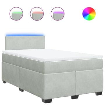Vidaxl Box spring postelja z vzmetnico svetlo siva 120x200 cm žamet