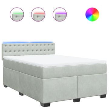 Vidaxl Box spring postelja z vzmetnico svetlo siv 140x190 cm žamet