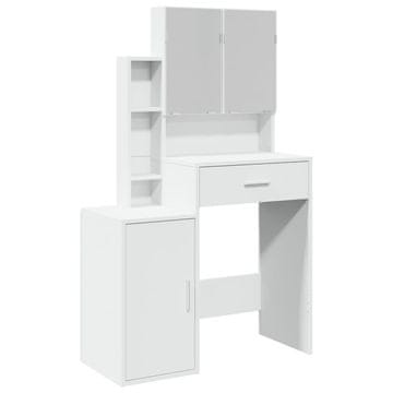 Vidaxl Toaletna mizica z omarico bela 80x35x132 cm