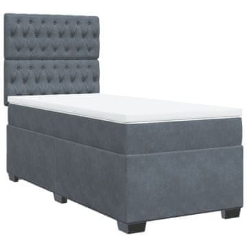 Vidaxl Box spring postelja z vzmetnico temno siva 100x200 cm žamet
