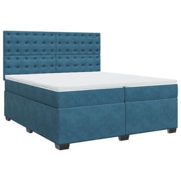 Vidaxl Box spring postelja z vzmetnico modra 200x200 cm žamet