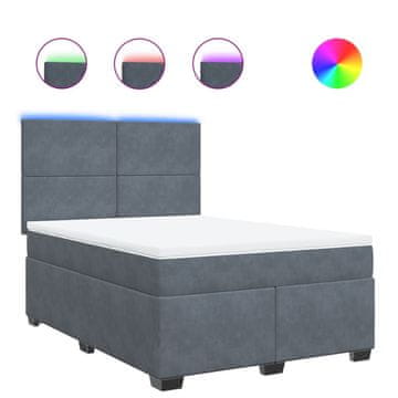 Vidaxl Box spring posteljni z vzmetnico temno siv 140x190 cm žamet