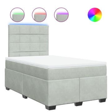 Vidaxl Box spring postelja z vzmetnico svetlo siva 120x190 cm žamet