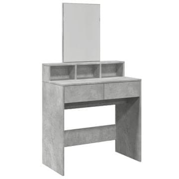 Vidaxl Toaletna mizica z ogledalom betonsko siva 80x41x144,5 cm