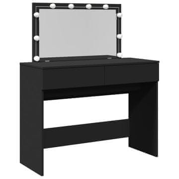 Vidaxl Toaletna mizica z LED lučkami črna 100x40x120 cm