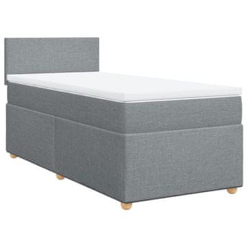 Vidaxl Box spring postelja z vzmetnico svetlo siva 80x200 cm blago