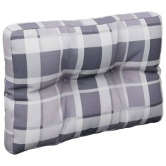 Vidaxl Blazina za kavč iz palet siv karo vzorec 60x40x12 cm