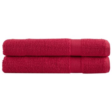 shumee Premium brisače 2 kos rdeča 80x200 cm 600 g/m2 100 % bombaž