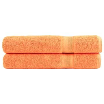shumee Premium brisače 2 kos oranžna 100x200 cm 600 g/m2 100 % bombaž