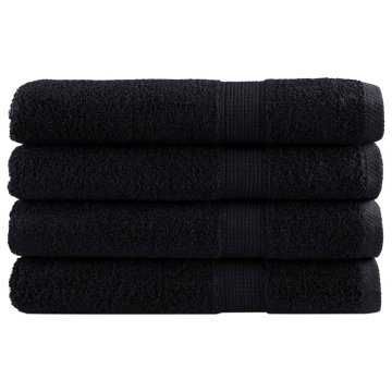 shumee Premium brisače 4 kos črna 80x200 cm 600 g/m2 100 % bombaž