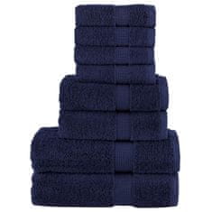 Vidaxl Komplet brisač iz bombaža 8-delni SOLUND mor. modra 600 gsm