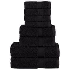 Vidaxl Komplet brisač iz bombaža 8-delni SOLUND črna 600 gsm