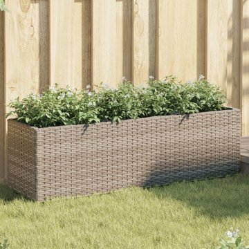 Vidaxl vidaXL Vrtni sadilnik s 3 lonci, siv, 105x30x32 cm, PE ratan