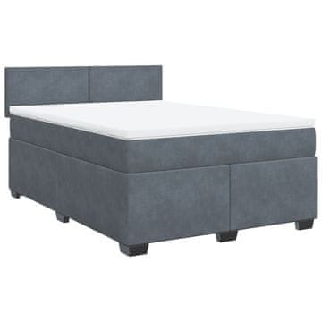 Vidaxl Box spring postelja z vzmetnico temno siva 140x200 cm žamet