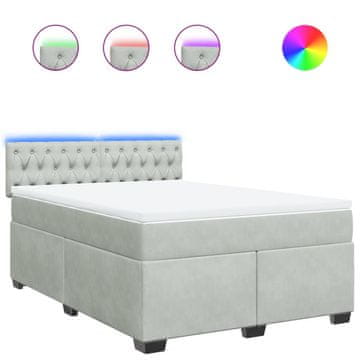 Vidaxl Box spring postelja z vzmetnico svetlo siva 160x200 cm žamet