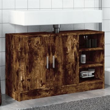Vidaxl vidaXL Omarica za umivalnik dimljen hrast 90x29x55 cm