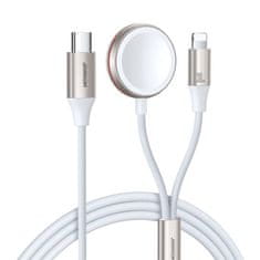 Joyroom Magnetni polnilec za hitro polnjenje za Apple Watch 2v1 Joyroom S-IW012 30W 1,5 m (bel)