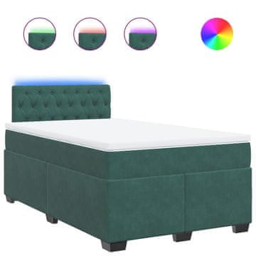 Vidaxl Box spring postelja z vzmetnico temno zelena 120x200 cm žamet